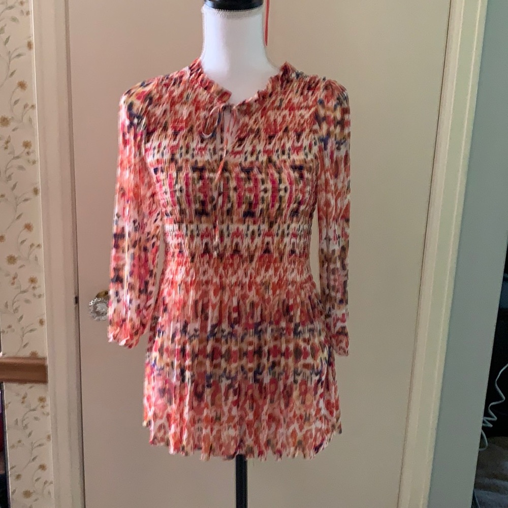 Rose & Olive tunic with smocked top- 3/4 sleeve